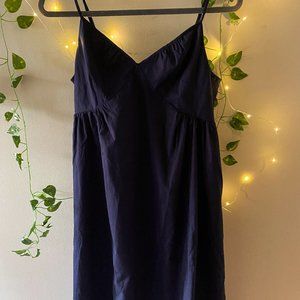 midlength navy babydoll dress